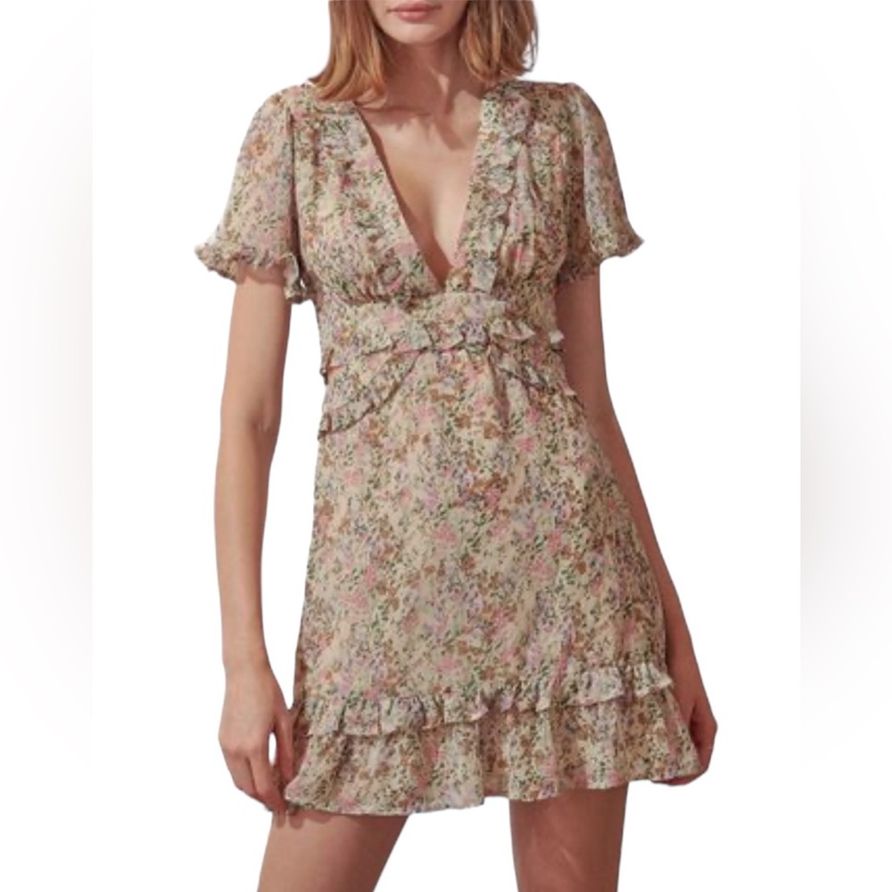 STORIA Size Small Boho Dress Open Back Waist Cutouts Festival Mini Dress D25